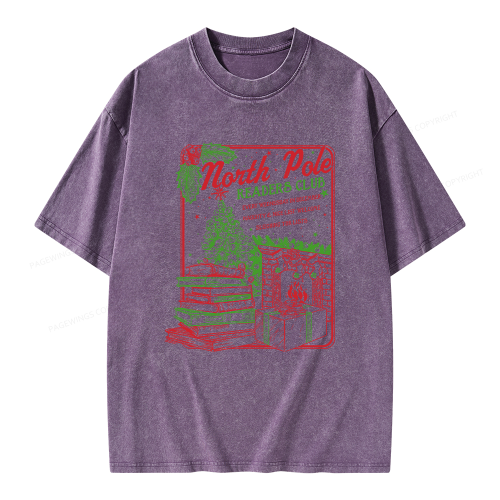 Pagewings Bookish Christmas Unisex Washed T-shirt