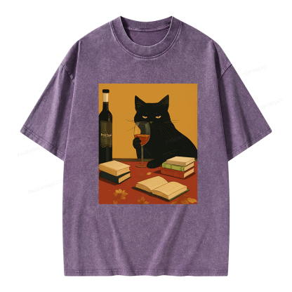 Pagewings Easily Distracted By Wine And Books Unisex Washed T-shirt