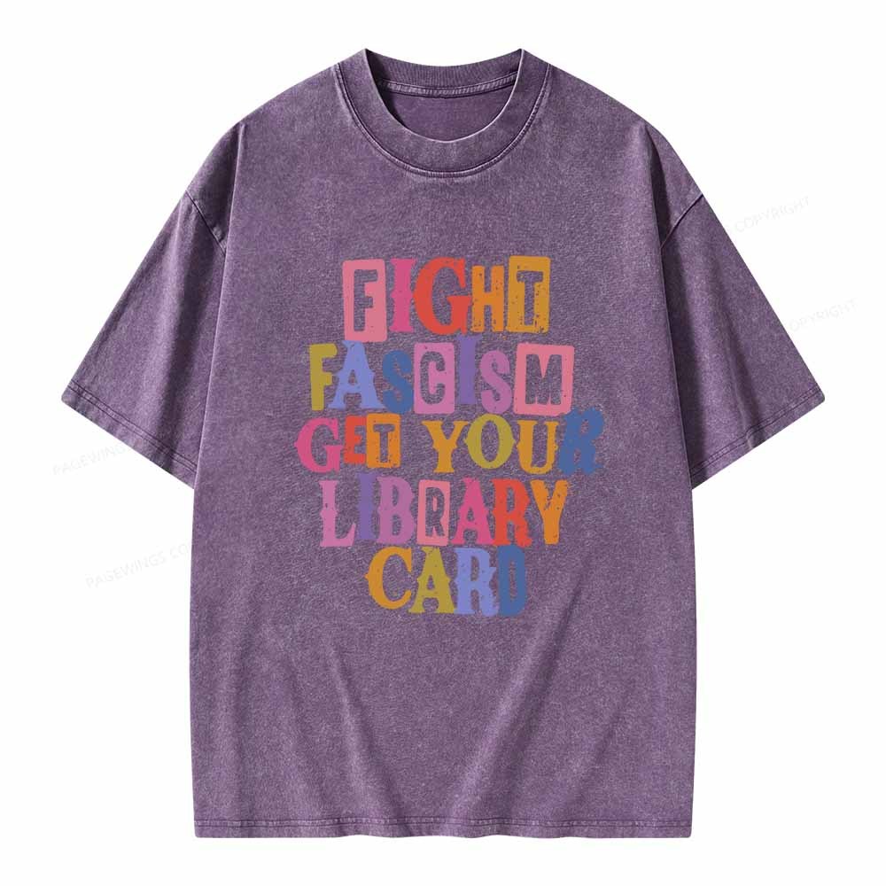 Pagewings Get Your Library Card Unisex Washed T-shirt