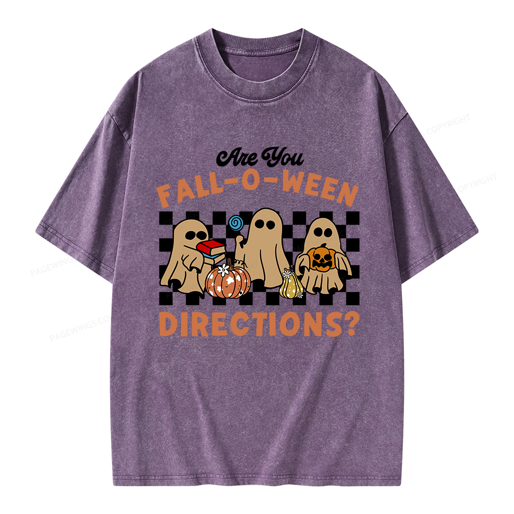 Pagewings Are You Fall-O-Ween Directions Unisex Washed T-shirt