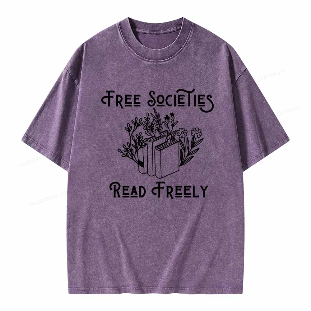 Pagewings Free Societies Read Freely Shirt Unisex Washed T-shirt