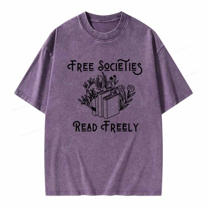 Pagewings Free Societies Read Freely Shirt Unisex Washed T-shirt