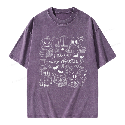 Pagewings Just One More Chapter Ghost Books Unisex Washed T-shirt