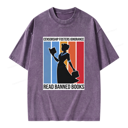 Pagewings Read Banned Books Unisex Washed T-shirt