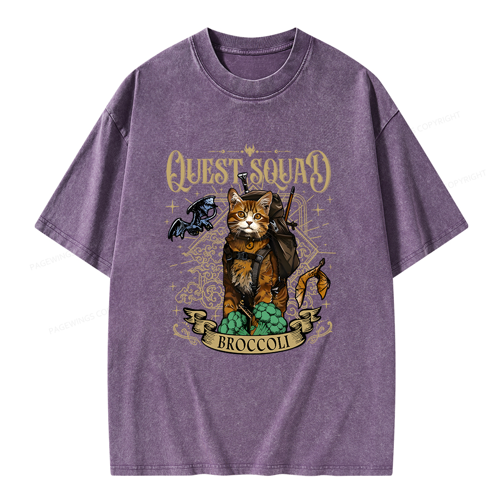 Pagewings Quest Squad Broccoli Unisex Washed T-shirt