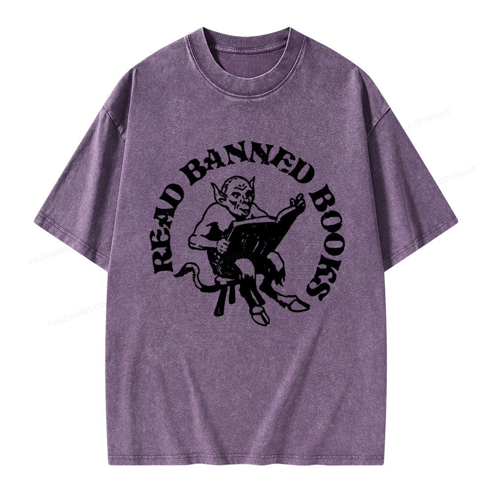 Pagewings Read Banned Books Unisex Washed T-shirt