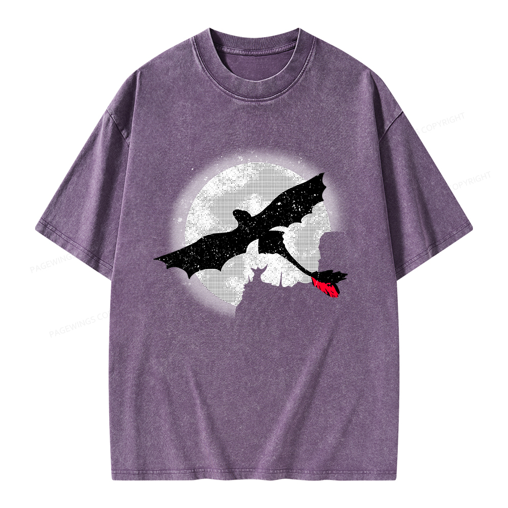 Pagewings Moonlight Dragon Rider Unisex Washed T-shirt