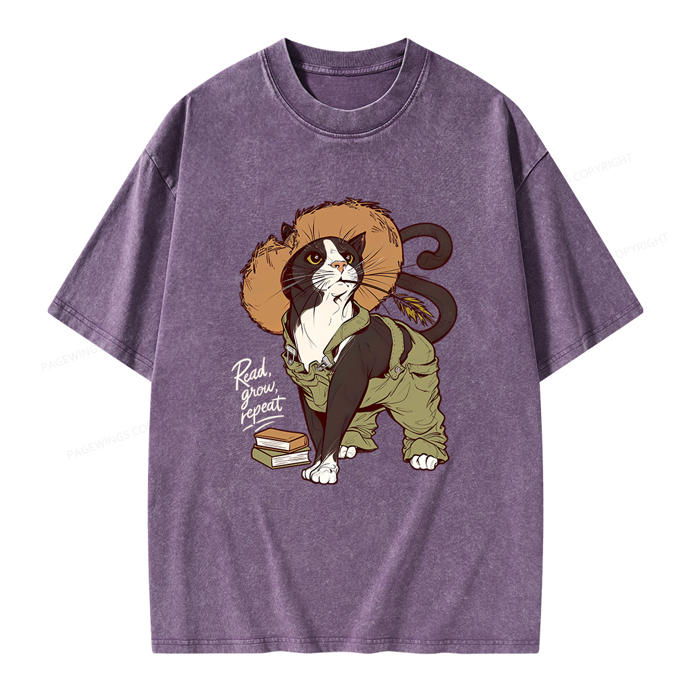 Pagewings Read, Grow Repeat Unisex Washed T-shirt