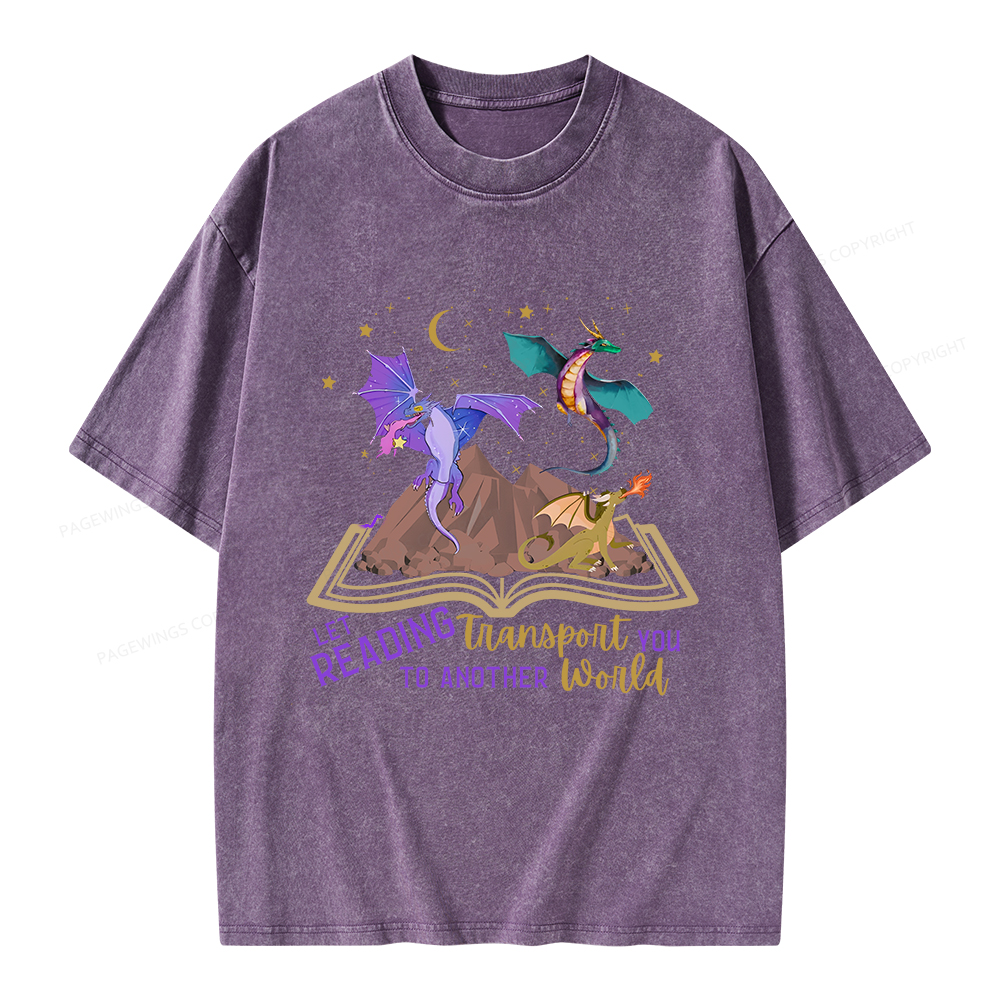 Pagewings Let Reading Transport You To Another World Unisex Washed T-shirt