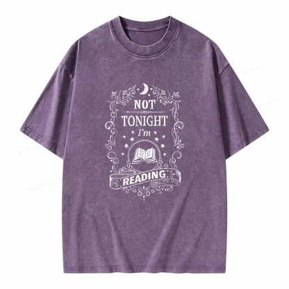 Pagewings Not Tonight Reading Unisex Washed T-shirt