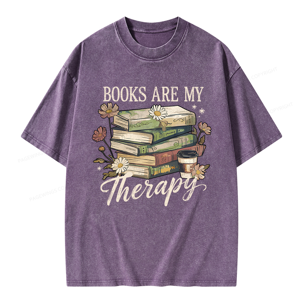Pagewings Books Are My Therapy Unisex Washed T-shirt