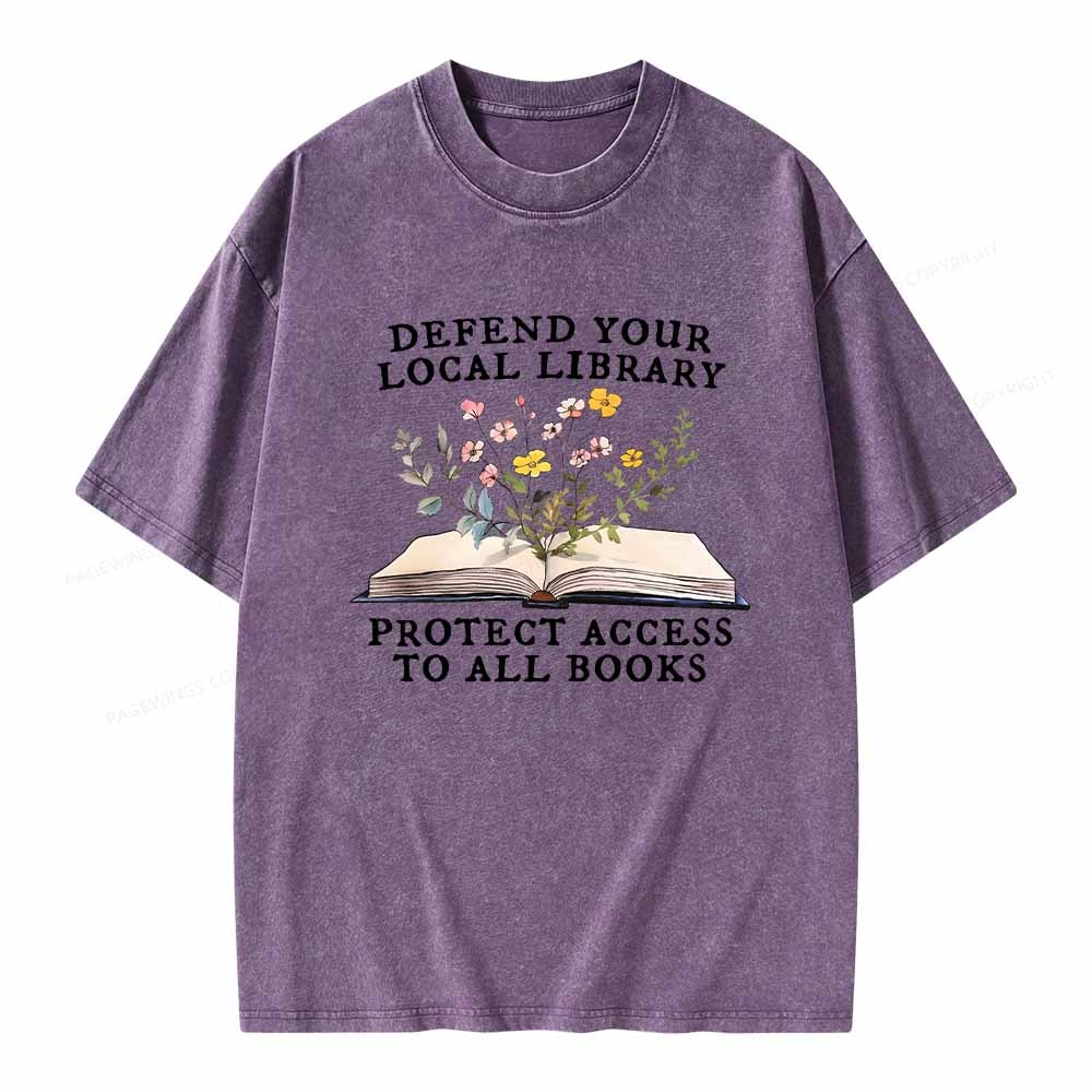 Pagewings Books Save Lives Protect Libraries Unisex Washed T-shirt