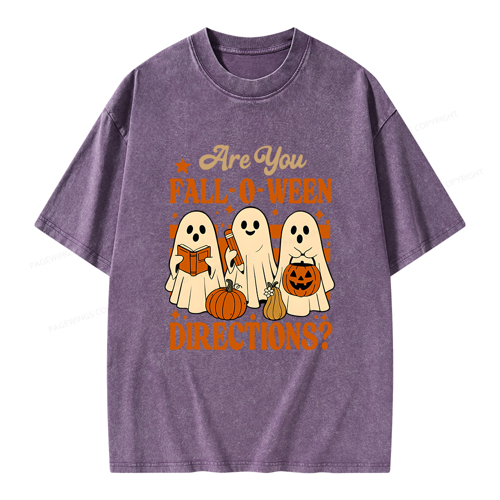 Pagewings Are You Fall O Ween Directions Unisex Washed T-shirt