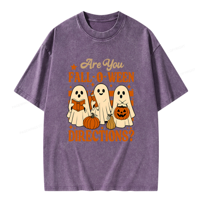 Pagewings Are You Fall O Ween Directions Unisex Washed T-shirt