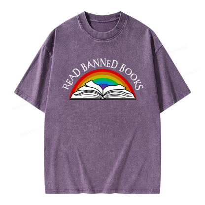 Pagewings Read Banned Books Unisex Washed T-shirt