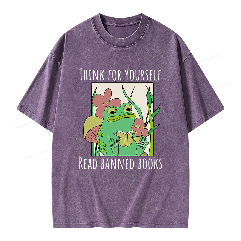 Pagewings Think For Yourself Read Banned Books Unisex Washed T-shirt