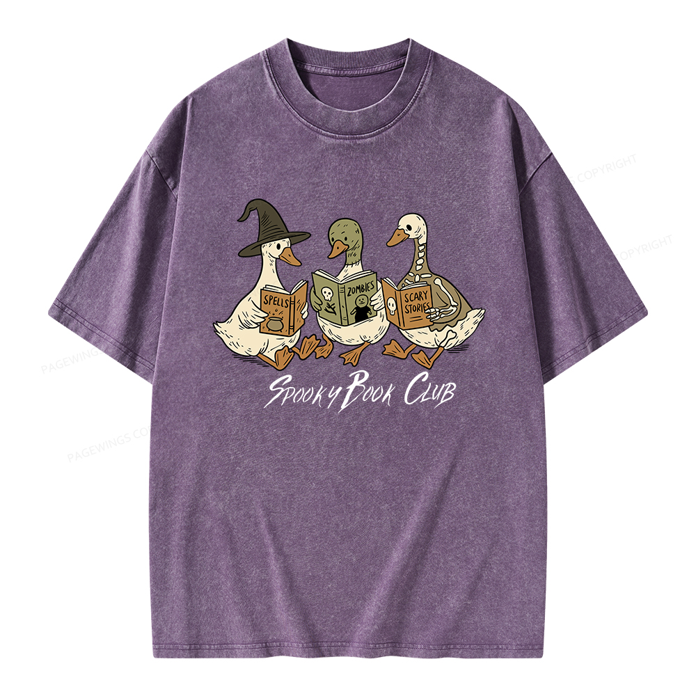 Pagewings Spooky Book Club Unisex Washed T-shirt