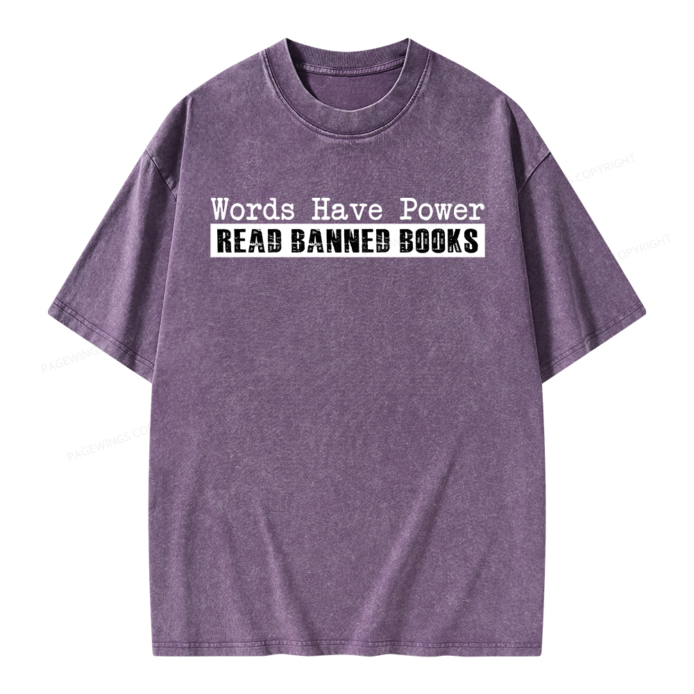 Pagewings Read Banned Books Words have Power Unisex Washed T-shirt