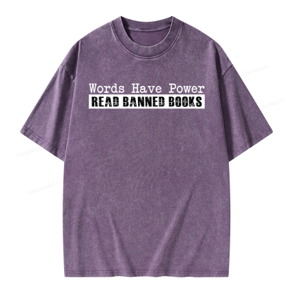 Pagewings Read Banned Books Words have Power Unisex Washed T-shirt