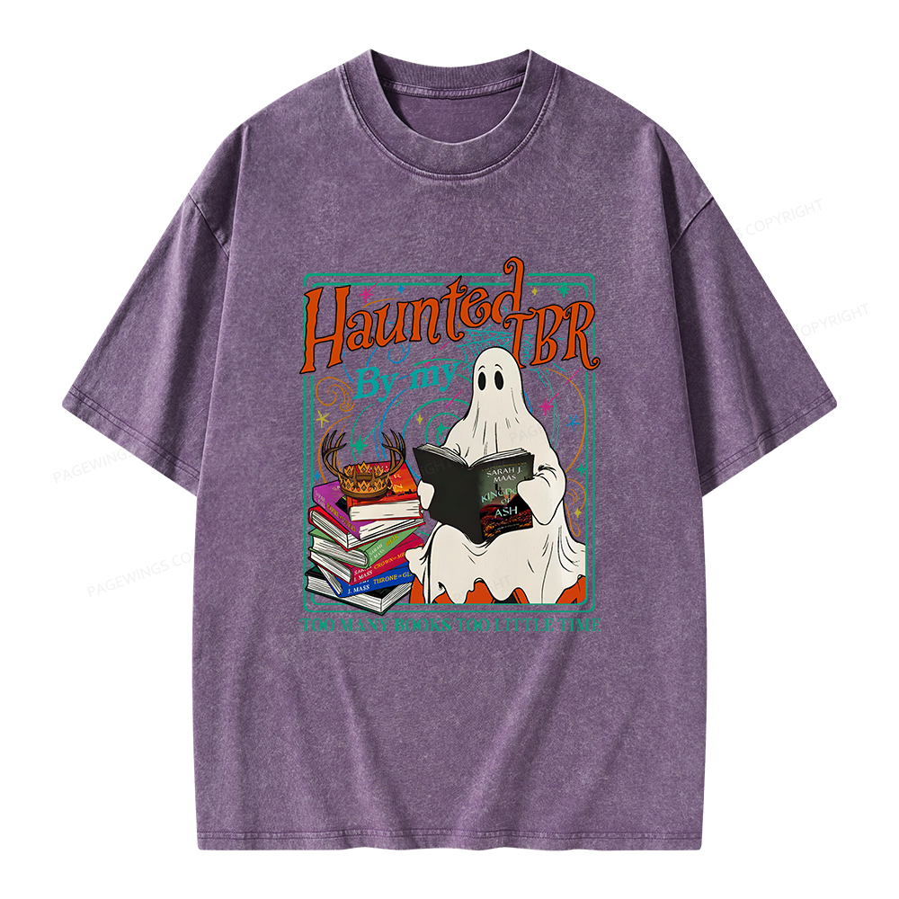 Pagewings Haunted By My TBR Unisex Washed T-shirt