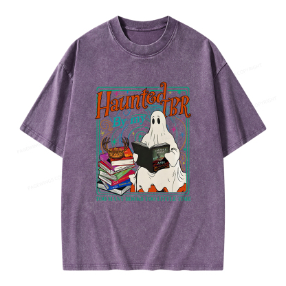 Pagewings Haunted By My TBR Unisex Washed T-shirt