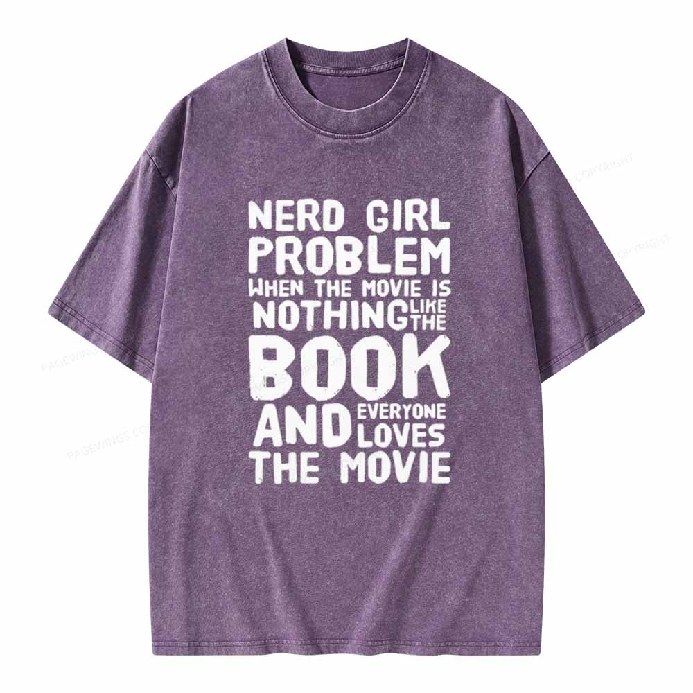 Pagewings NERD GIRL PROBLEM Club Unisex Washed T-shirt