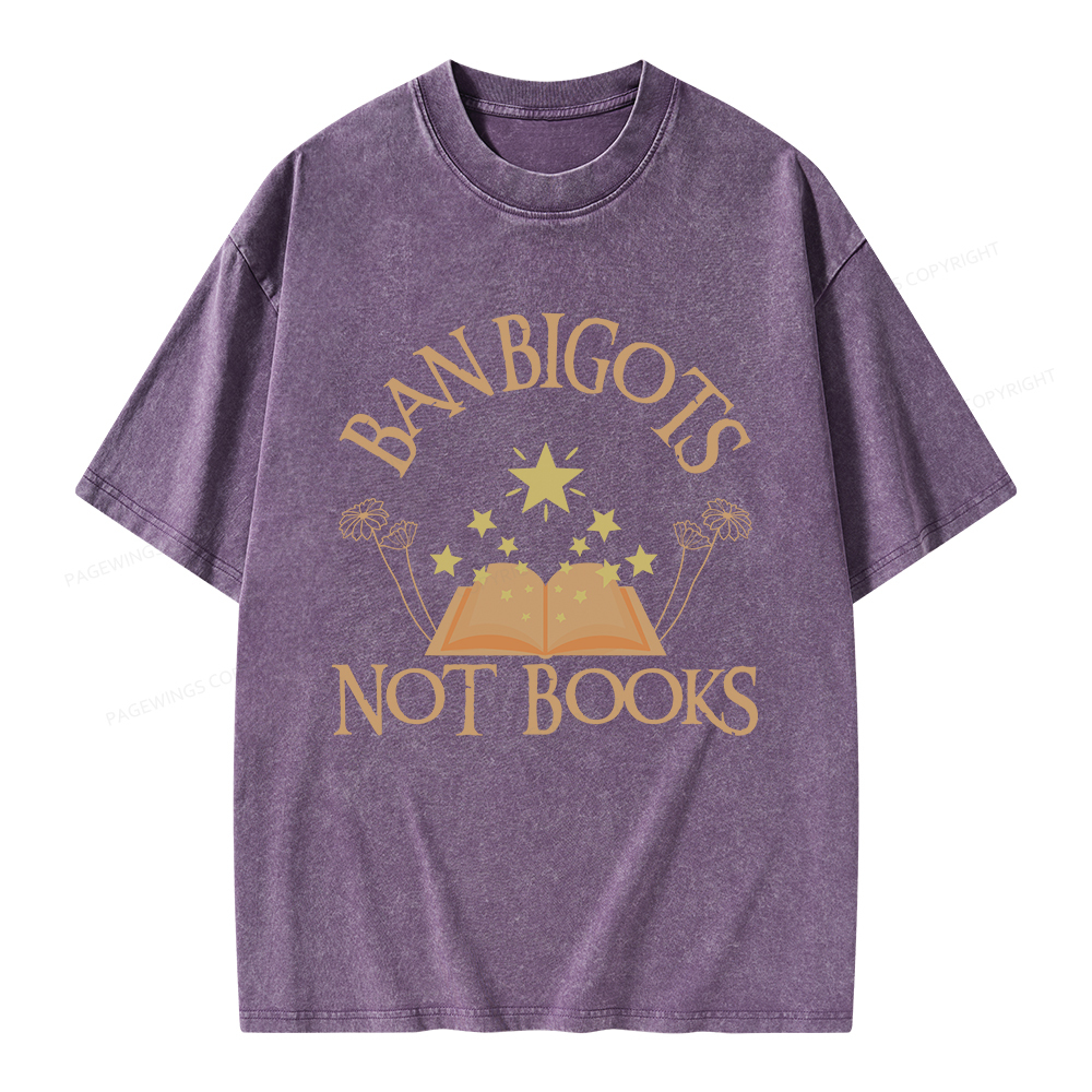 Pagewings Ban Bigots Not Books Unisex Washed T-shirt