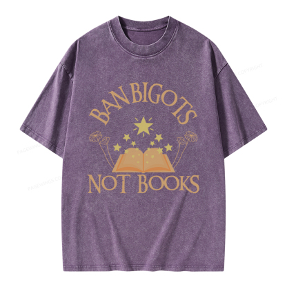 Pagewings Ban Bigots Not Books Unisex Washed T-shirt