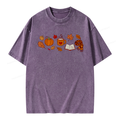 Pagewings Cozy Autumn With Books Unisex Washed T-shirt