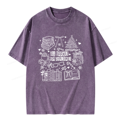 Pagewings All Booked For Christmas Unisex Washed T-shirt