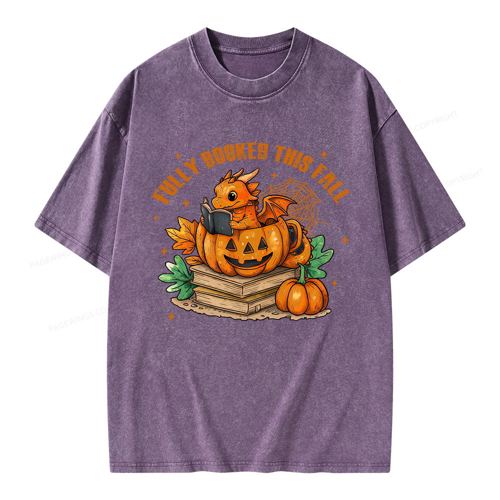 Pagewings Reading Dragon in Pumpkin Cup Unisex Washed T-shirt