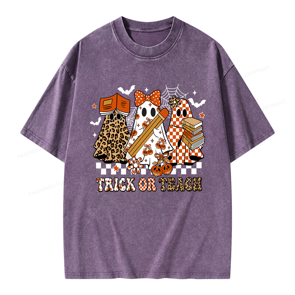 Pagewings Trick or Teach Unisex Washed T-shirt