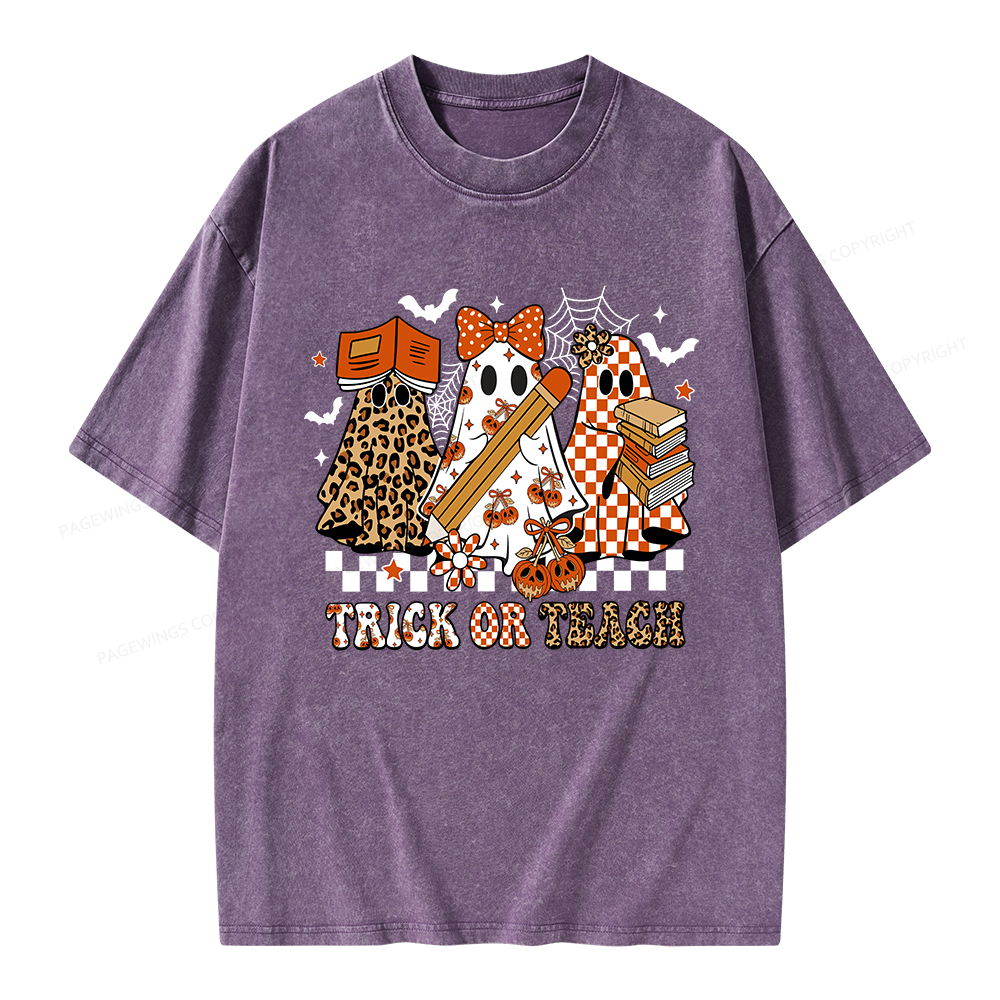 Pagewings Trick or Teach Unisex Washed T-shirt