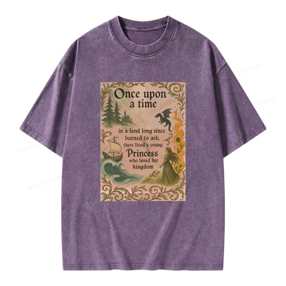 Pagewings Once Upon a Time Book Unisex Washed T-shirt