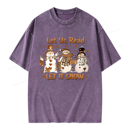 Pagewings Let It Snow Let Us Read Unisex Washed T-shirt