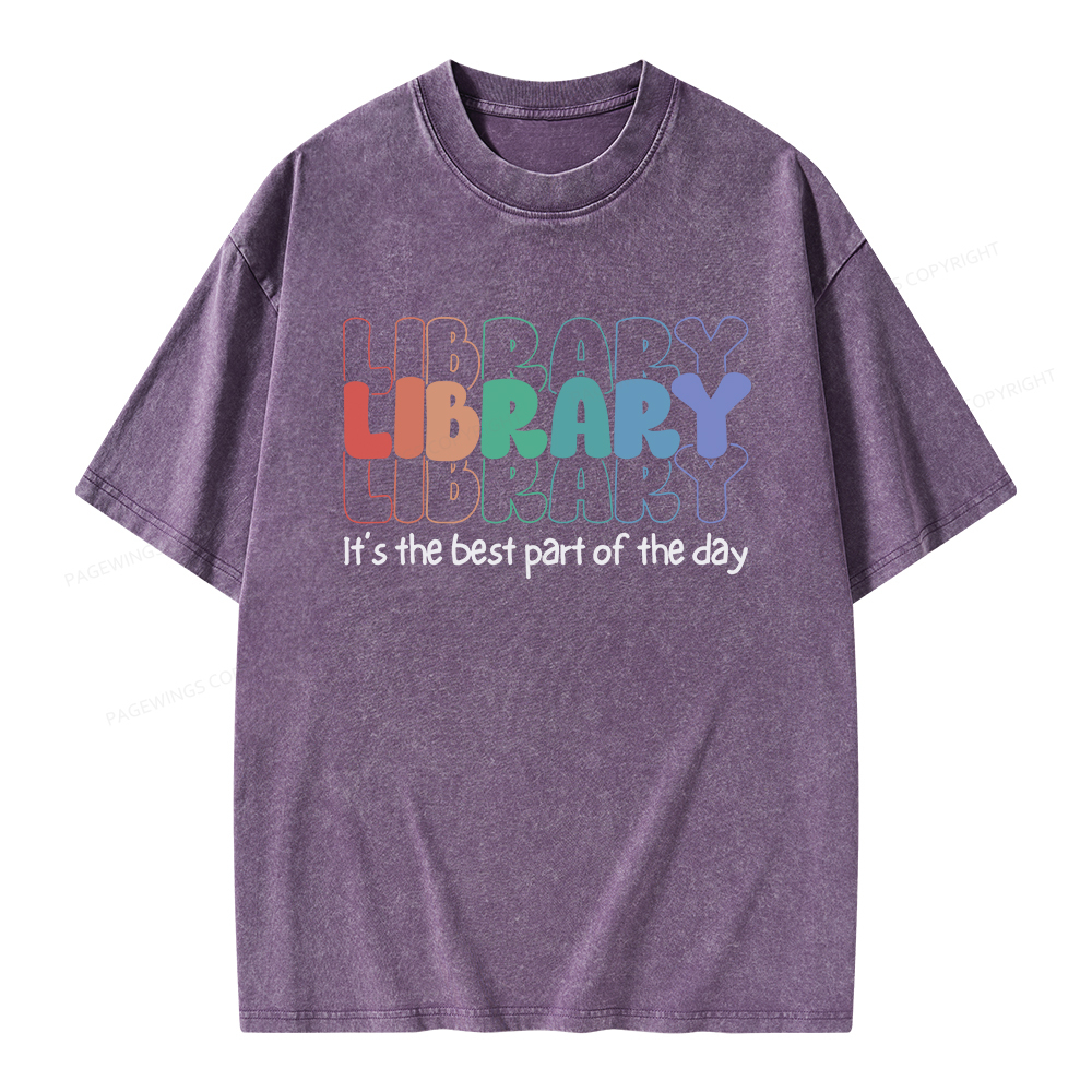 Pagewings School Librarian Shirt, Library Shirt Unisex Washed T-shirt