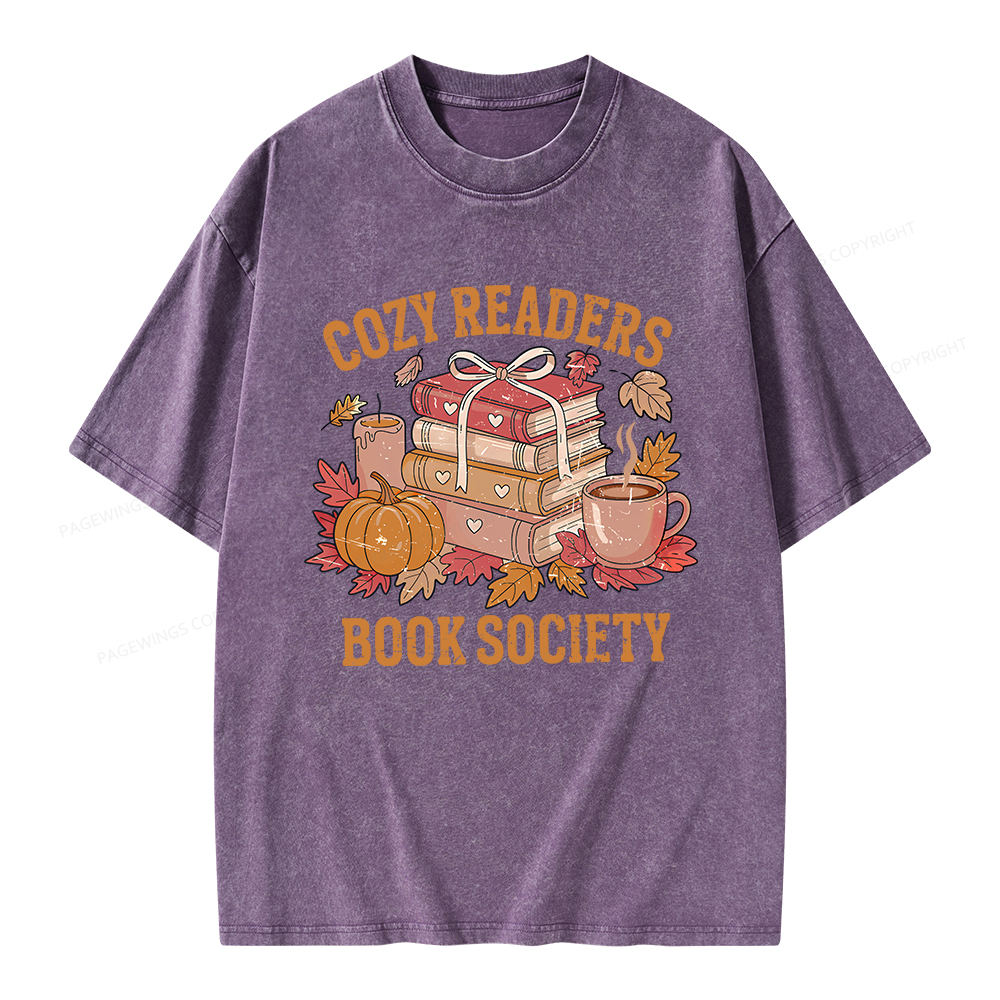 Pagewings Cozy Readers Book Society Unisex Washed T-shirt