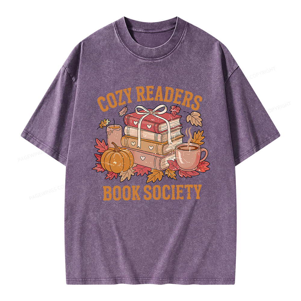 Pagewings Cozy Readers Book Society Unisex Washed T-shirt