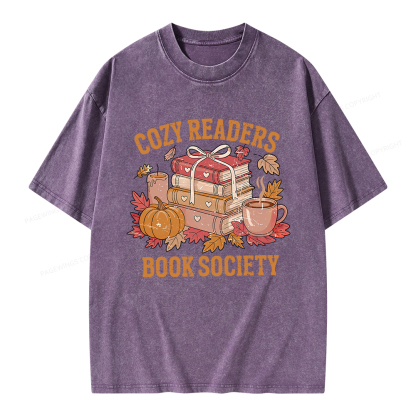 Pagewings Cozy Readers Book Society Unisex Washed T-shirt