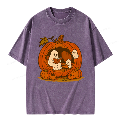 Pagewings Pumpkin Reading Nook Unisex Washed T-shirt
