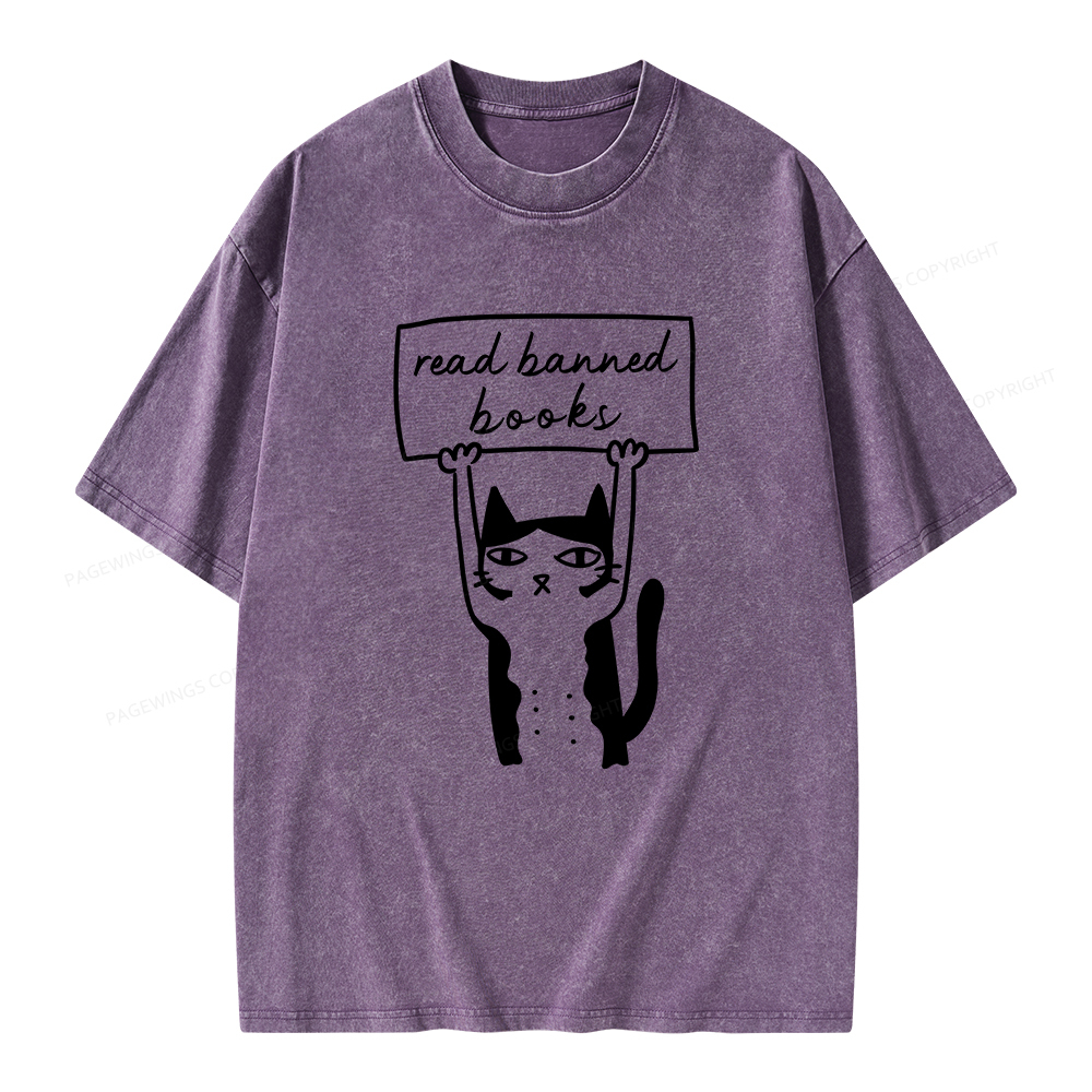 Pagewings Read Banned Books Unisex Washed T-shirt