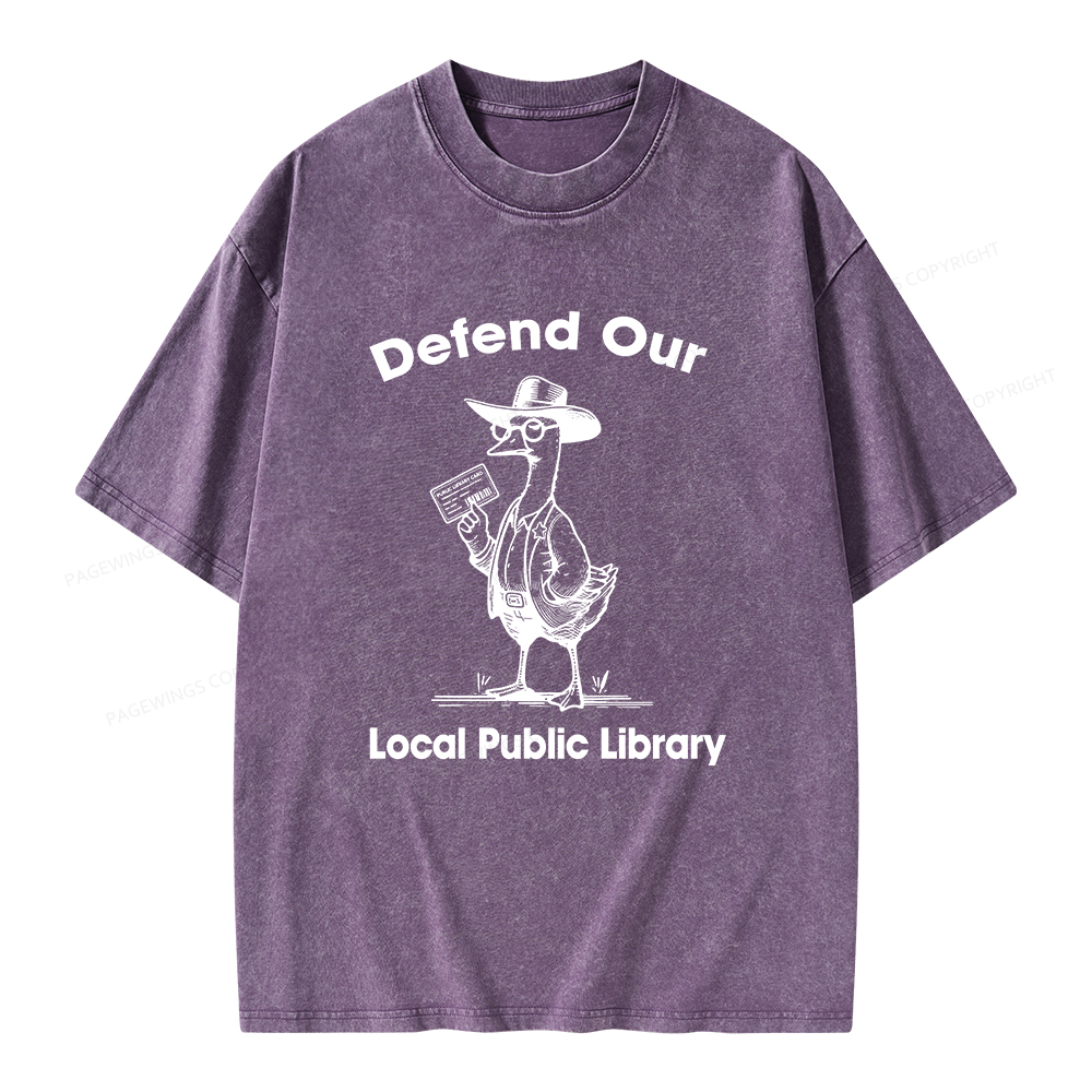 Pagewings Defend Our Public Library Unisex Washed T-shirt