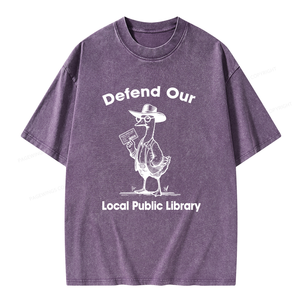 Pagewings Defend Our Public Library Unisex Washed T-shirt