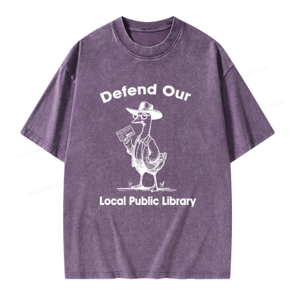 Pagewings Defend Our Public Library Unisex Washed T-shirt