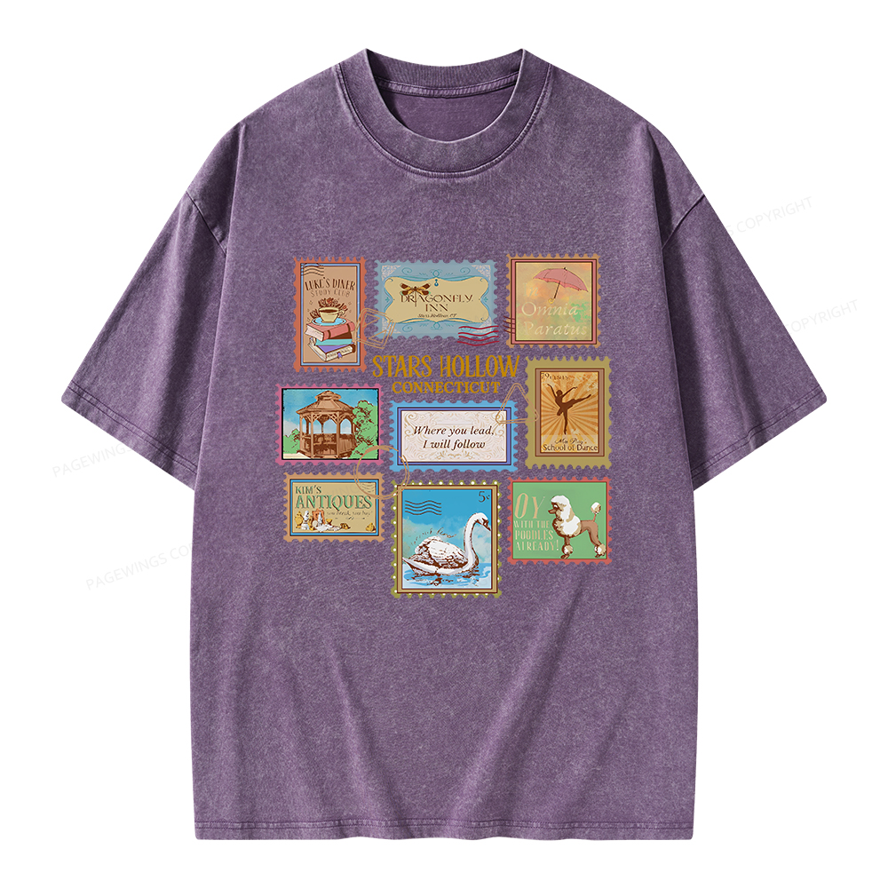 Pagewings Stars Hollow Stamps Unisex Washed T-shirt