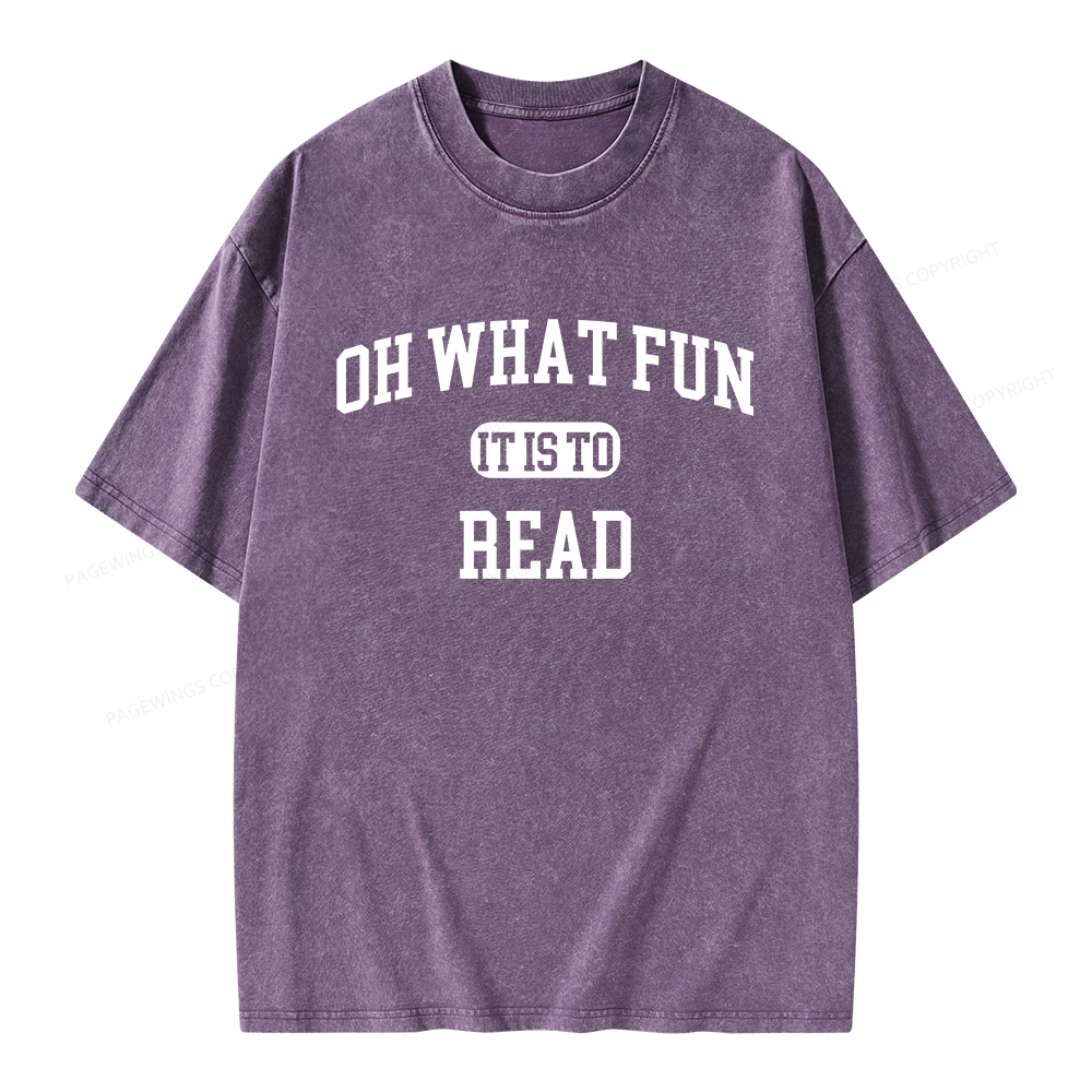Pagewings Oh What Fun It Is To Read Unisex Washed T-shirt