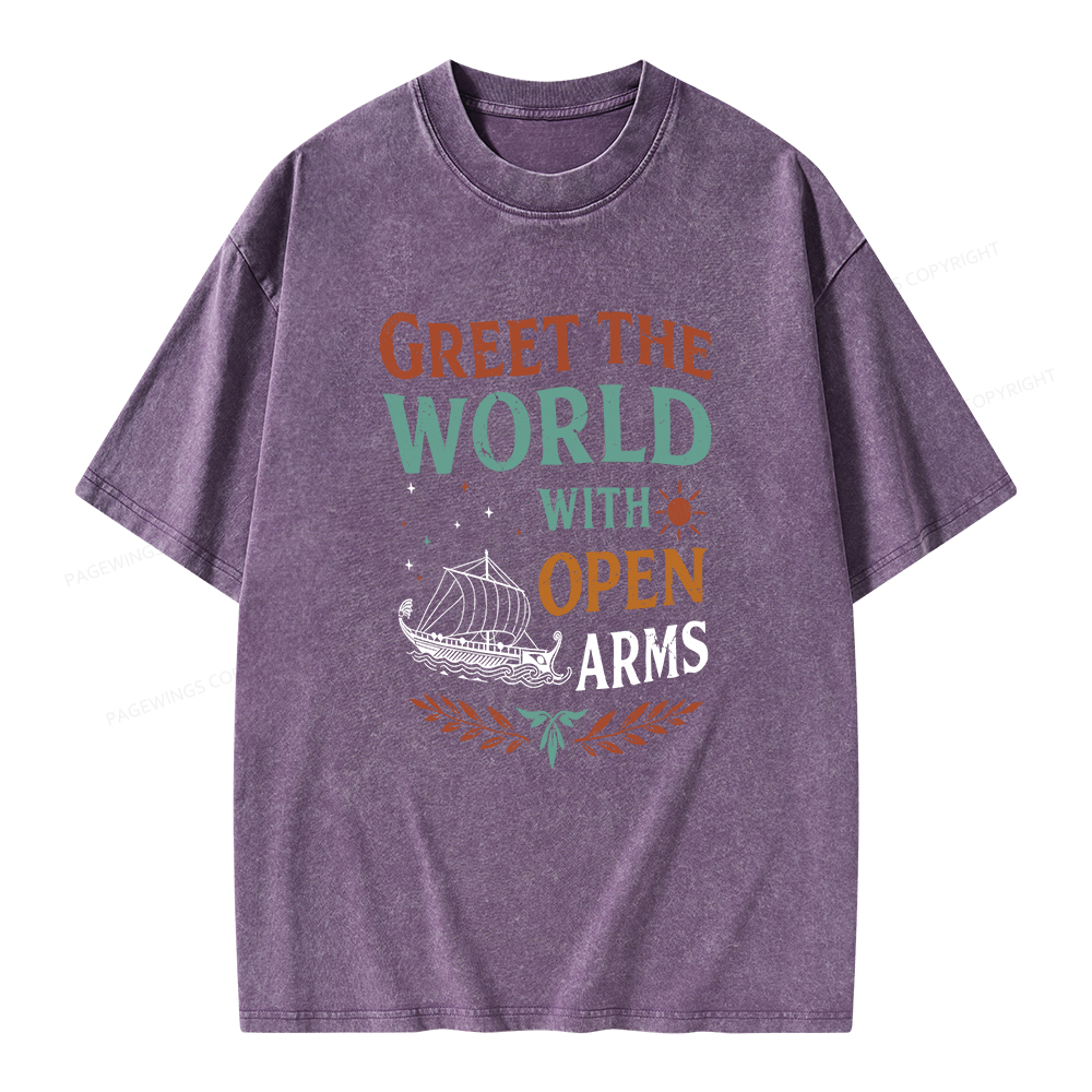 Pagewings Greet the World With Open Arms Unisex Washed T-shirt