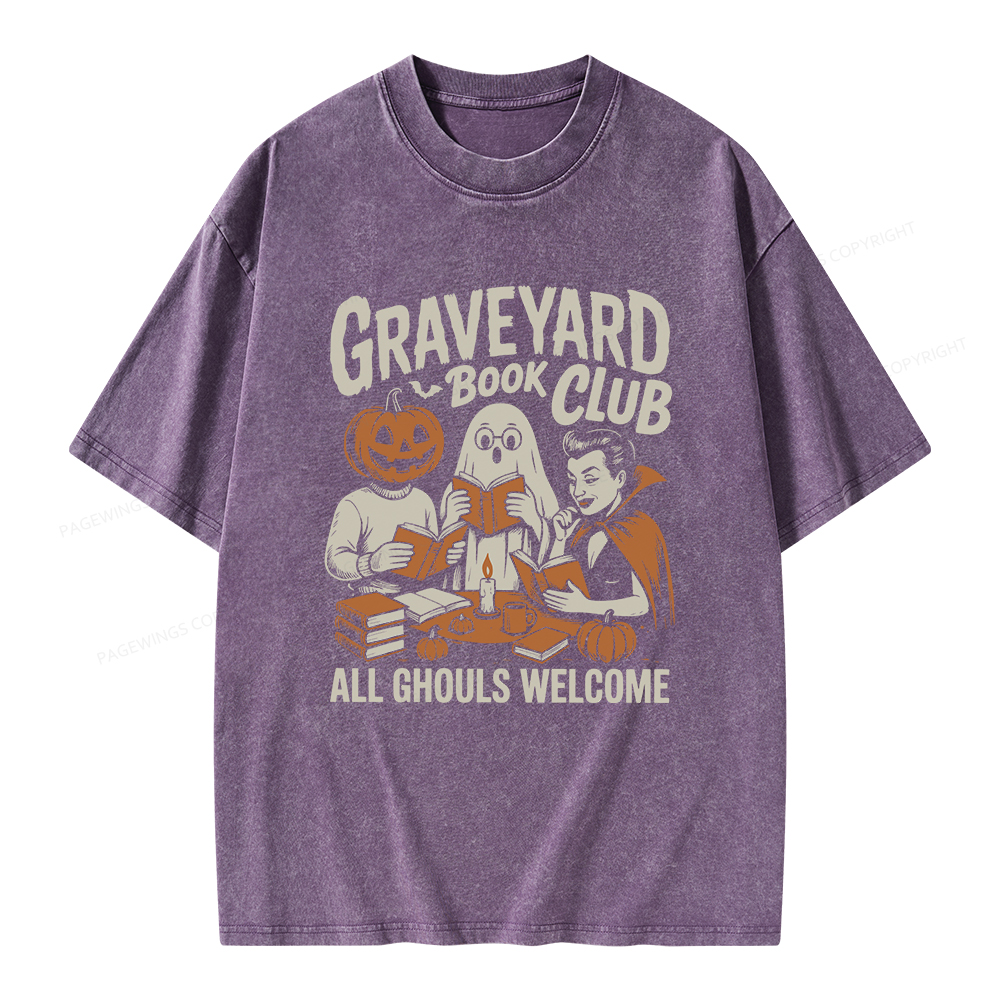 Pagewings Graveyard Book Club Unisex Washed T-shirt