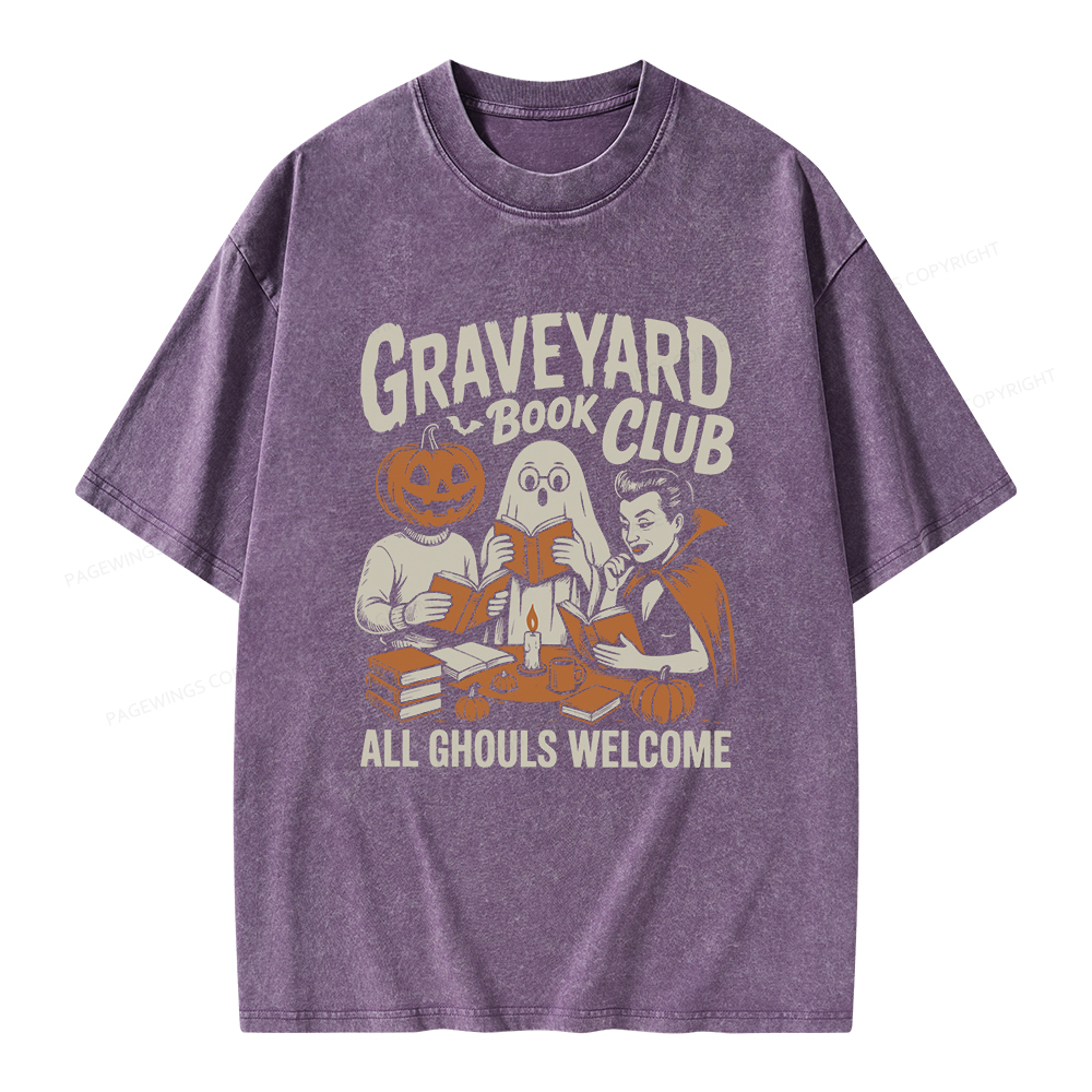 Pagewings Graveyard Book Club Unisex Washed T-shirt