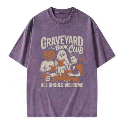 Pagewings Graveyard Book Club Unisex Washed T-shirt